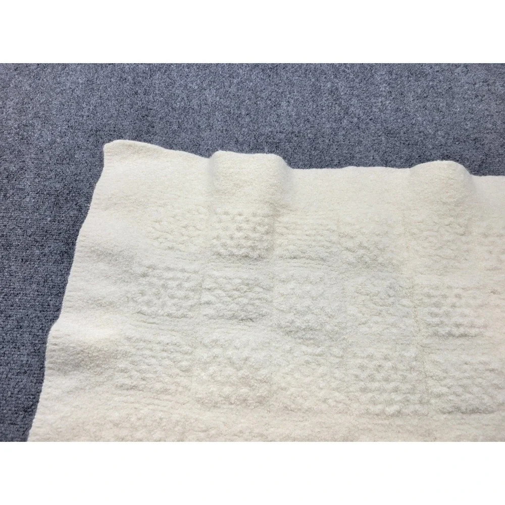 Vintage Aran Mor Ireland Wool Baby Blanket Cream Patchwork 39x35 Ireland Made